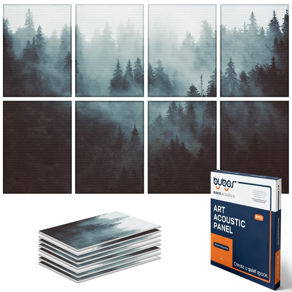 BUBOS 6-Pack Acoustic Panels, Wood Grain Sound Absorbing Panels, 23.6x23.6