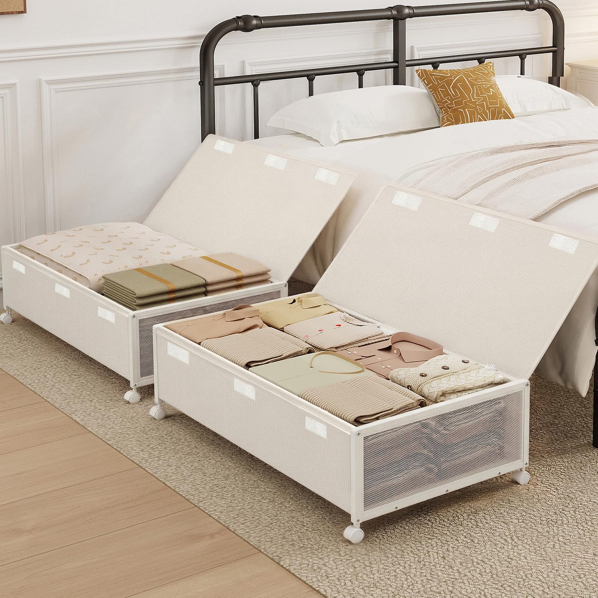 Fokyfok 2Pack Under Bed Storage Containers,16 inch Height,31 inch Long