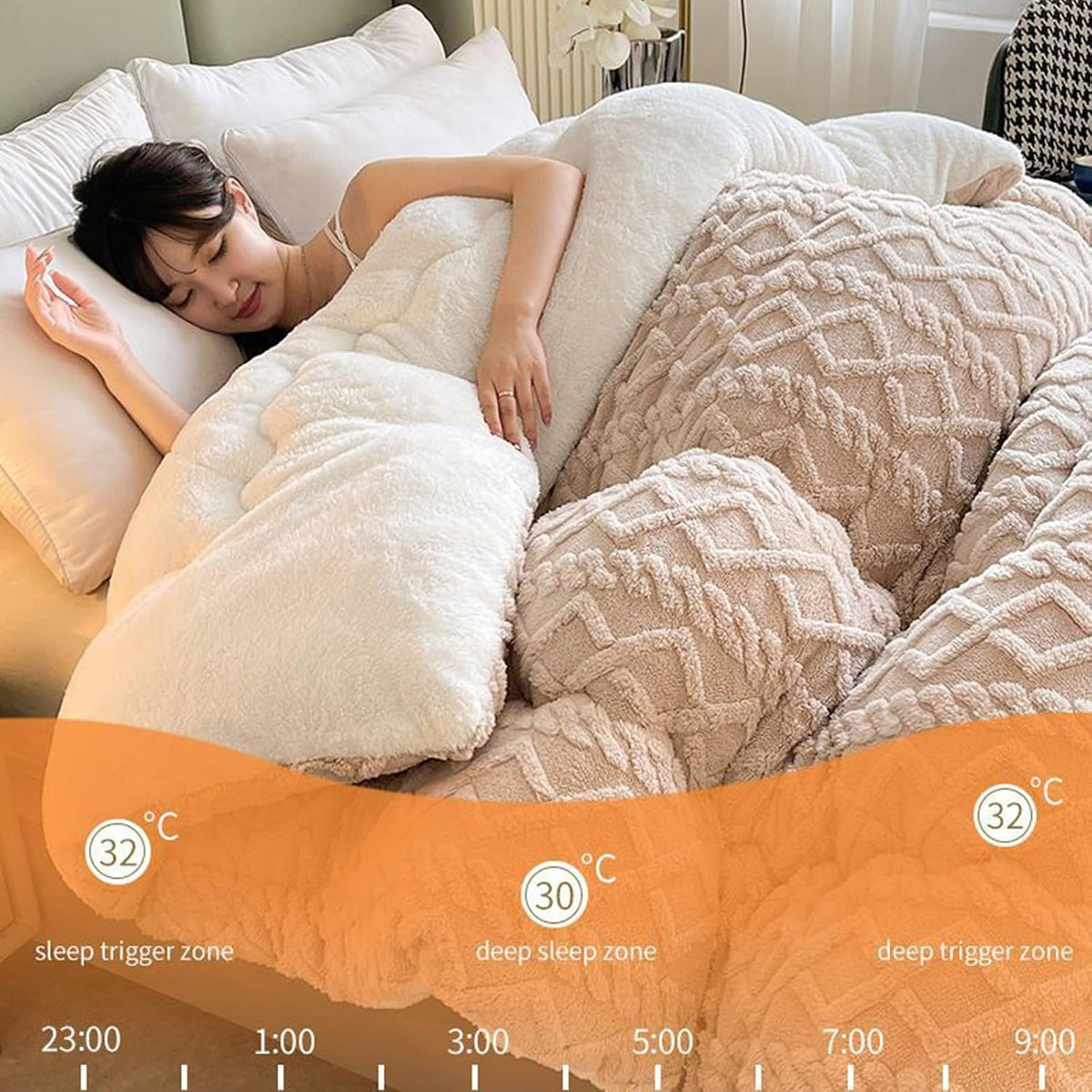 Insulation Hibiscus Winter Quilt, Thickened Super Soft Cashmere and Double Fabrics Warm Thicke Lambswool Quilt Core Sided Blanket(F,220x240cm-5KG)