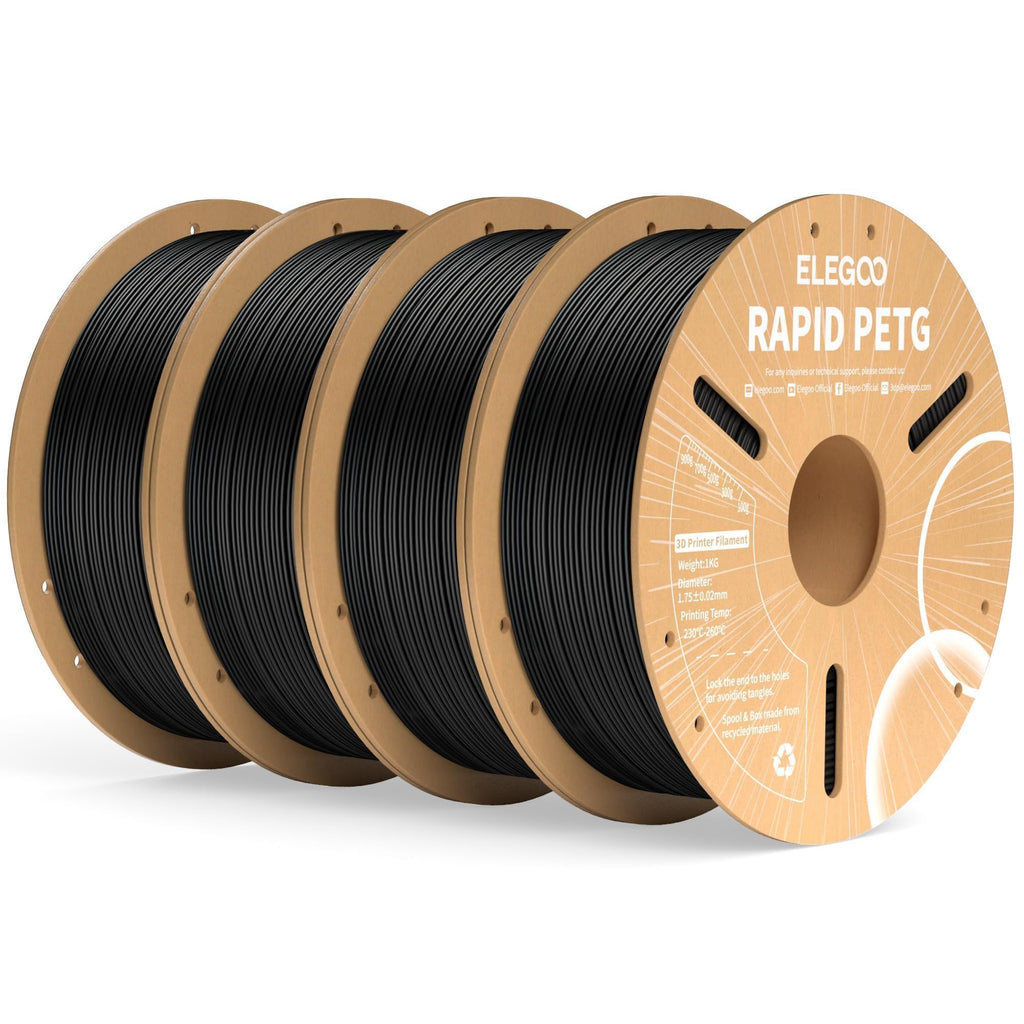ELEGOO Rapid PETG 3D Printer Filament 1.75mm Black 10KG Bulk