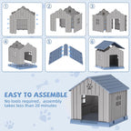35 Inch Dog House Outdoor with Windows,Indoor/Outdoor,Blue