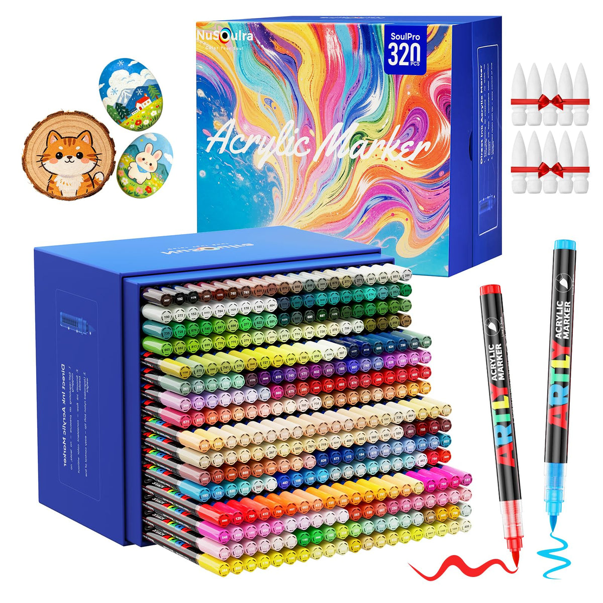 240 Colors Acrylic Paint Markers Brush Tip, Automatic Ink Control