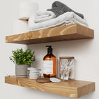 Solid Wood Floating Shelves for Wall 36 Inches Long, Walnut Wooden Shelf