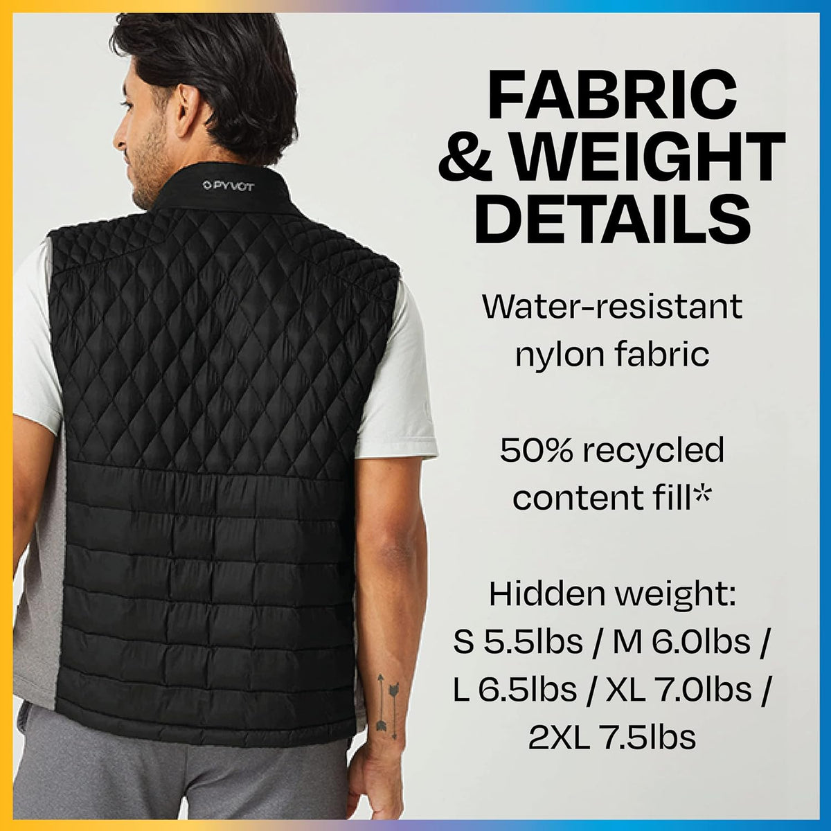PYVOT Men's Journey Weighted Vest, Fitness Apparel for Walking & Workouts