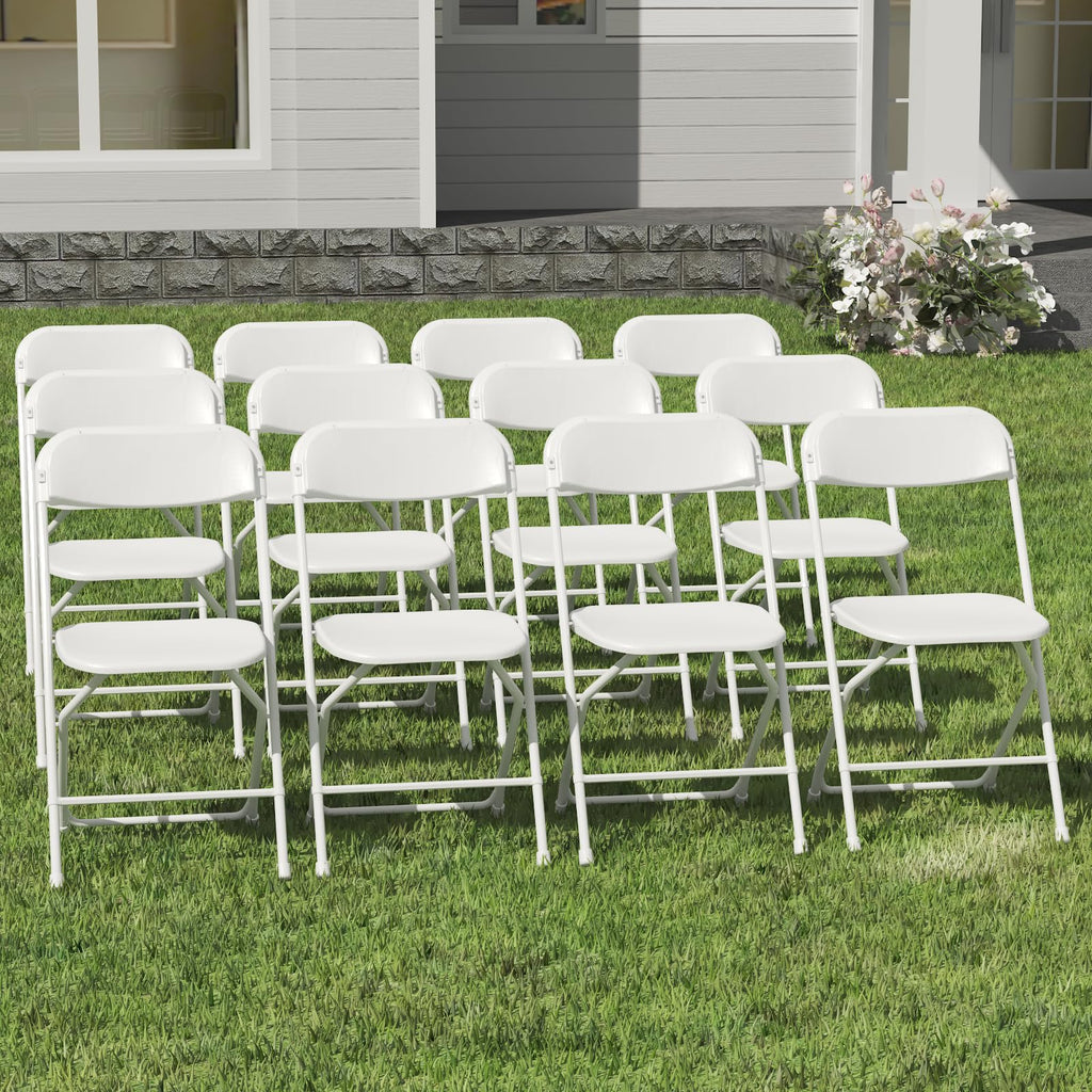 10 Pack White Folding Chairs for School Events Wedding Party Picnic