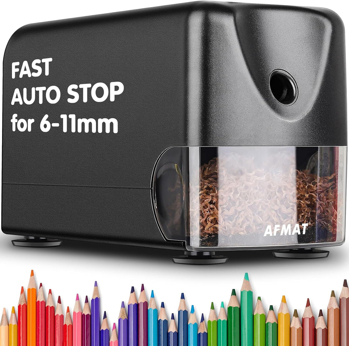AFMAT 6 Holes Electric Pencil Sharpener and Heavy Duty Electric Pencil Sharpener for 6-11mm Pencils