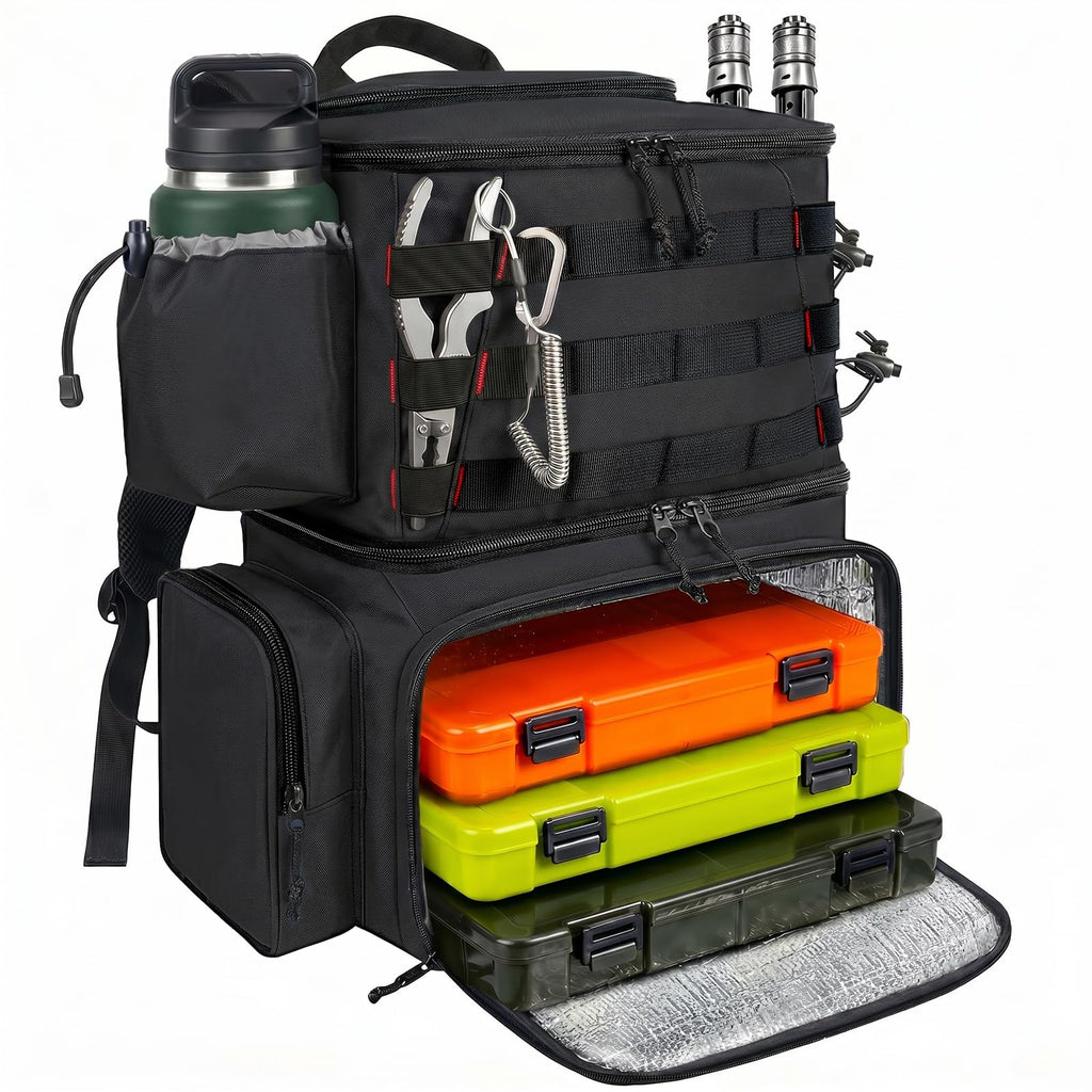 MATEIN Fishing Backpack, Tackle Storage Bag with Rod Holders & Cooler
