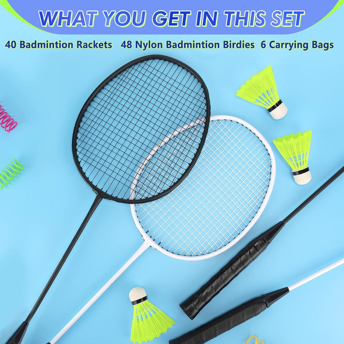 20/40 Pack Badminton Rackets Set with Shuttlecocks and Carrying Bags, Sturdy Lightweight Badminton Rackets Racquet for Adults Beginners Indoor Outdoor