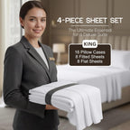 Bulk 8-Pack King Sheet Set, 4pc Set For Hotel, Resort & Motel, White
