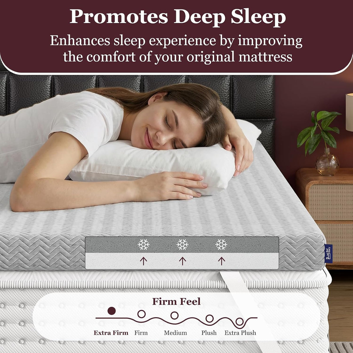 BedStory 3 Inch King Size Extra Firm Mattress Topper for Pressure Relief