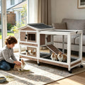 Extra Large Wooden Rabbit Hutch on Wheels with Reinforced Full Iron Frame