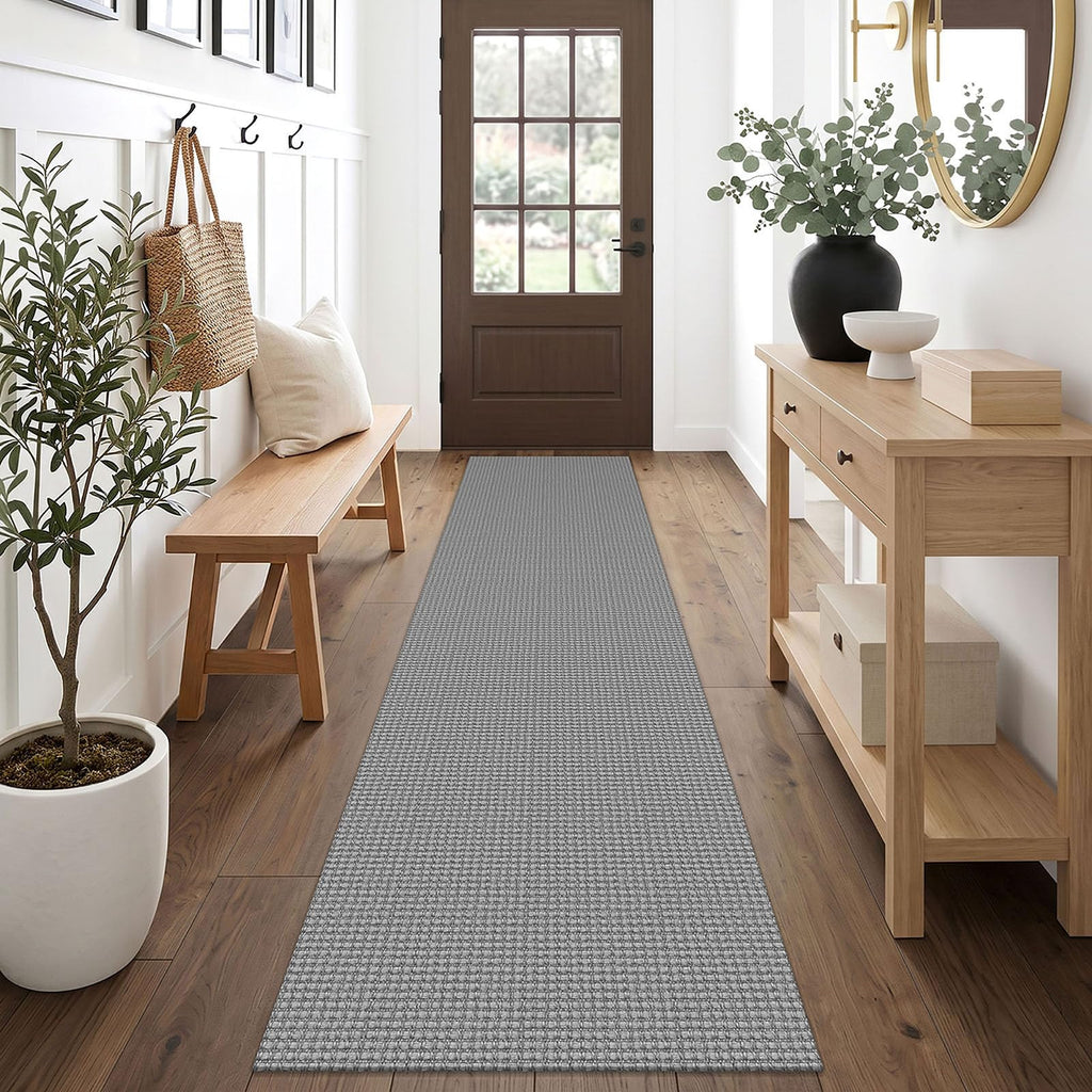 EARTHALL Woven Area Rugs 6x9 Ft Washable Living Room Rugs Non Slip Rubber Backed Dining Room Rug Braided Bedroom Rugs Indoor Floor Carpet for Living Room, Bedroom, Dining Room, Beige/Ivory