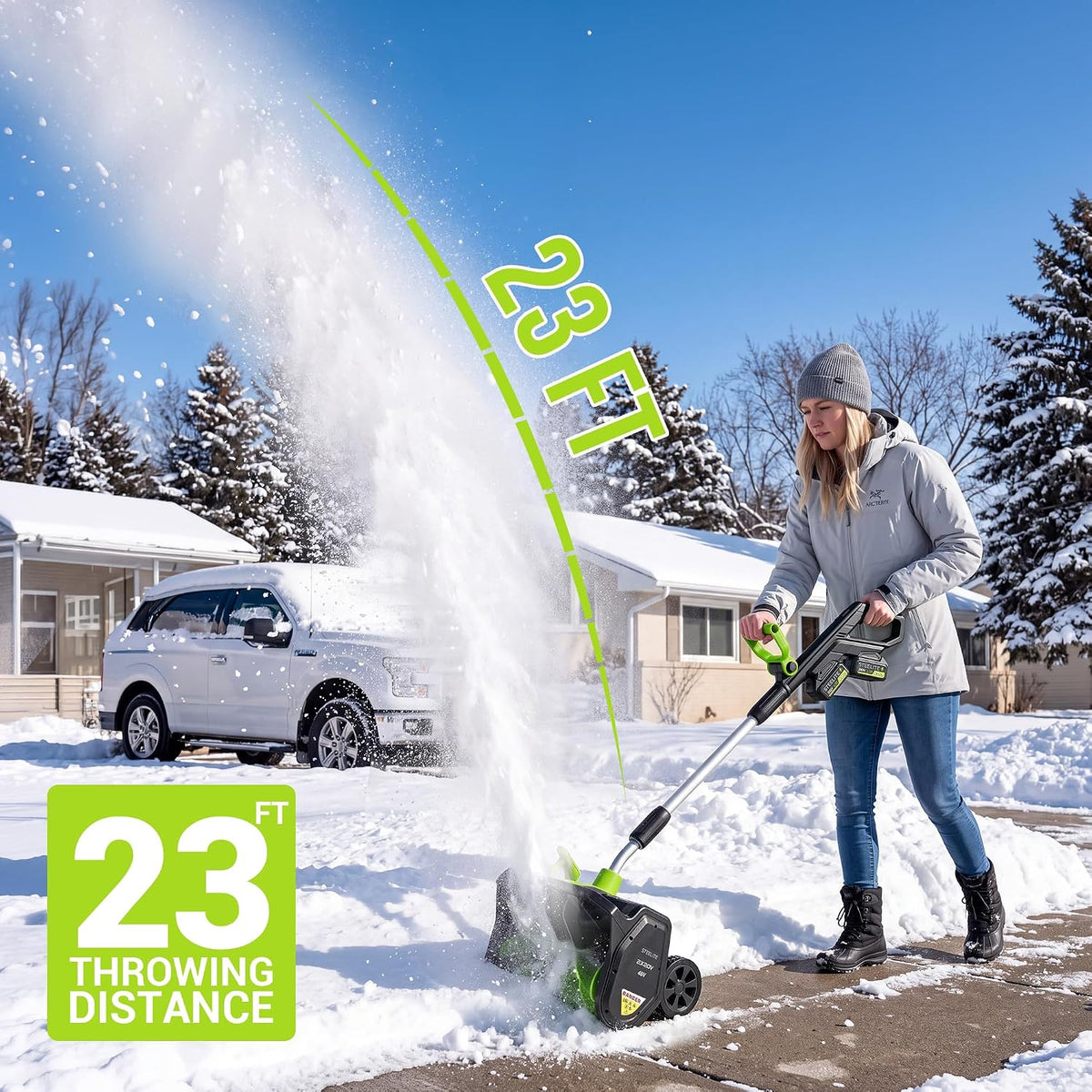 Electric Snow Shovel 2x20V Cordless 17in 1200W Brushless