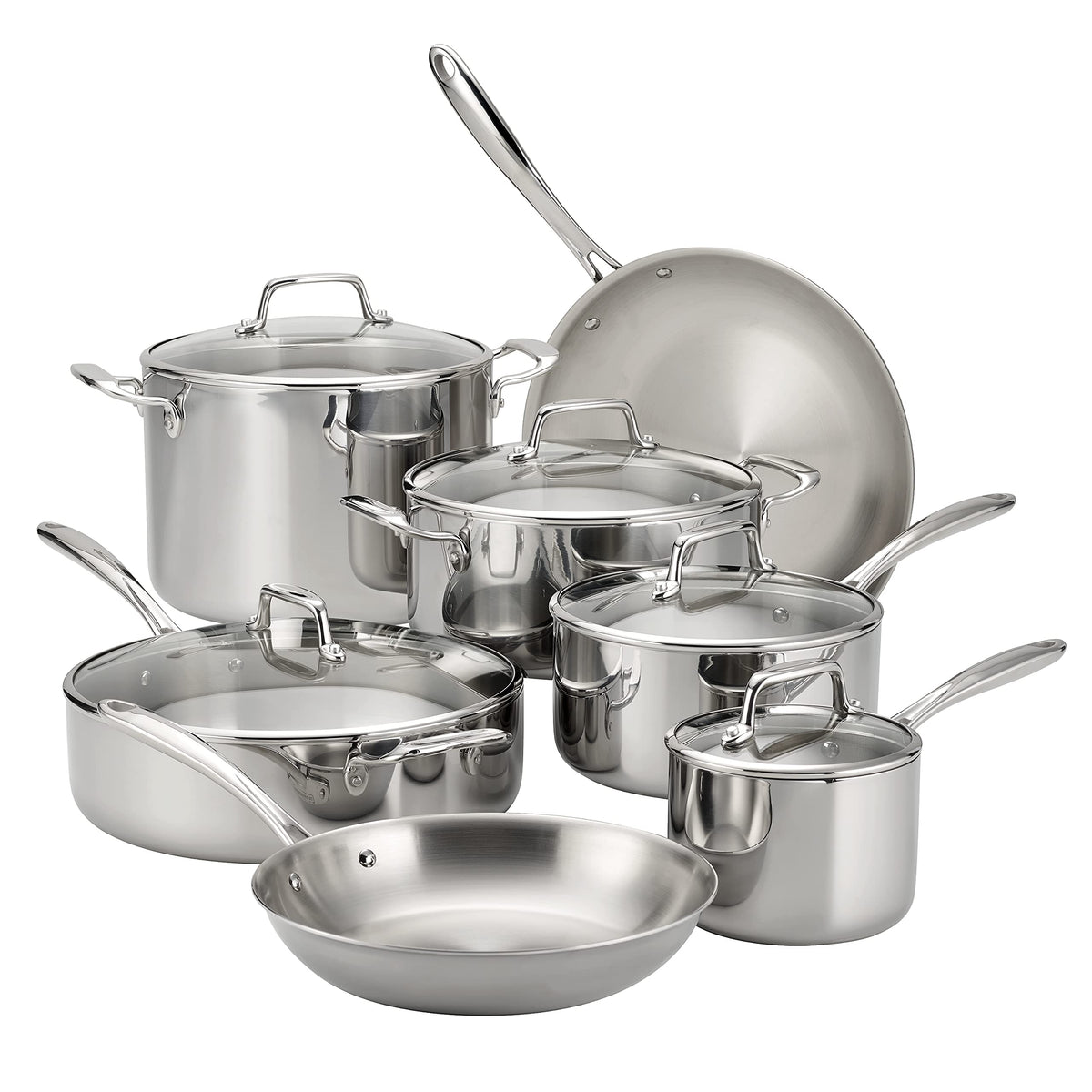 Tramontina Boston Tri-Ply Clad Stainless Steel 12-Pc Pots and Pans Set
