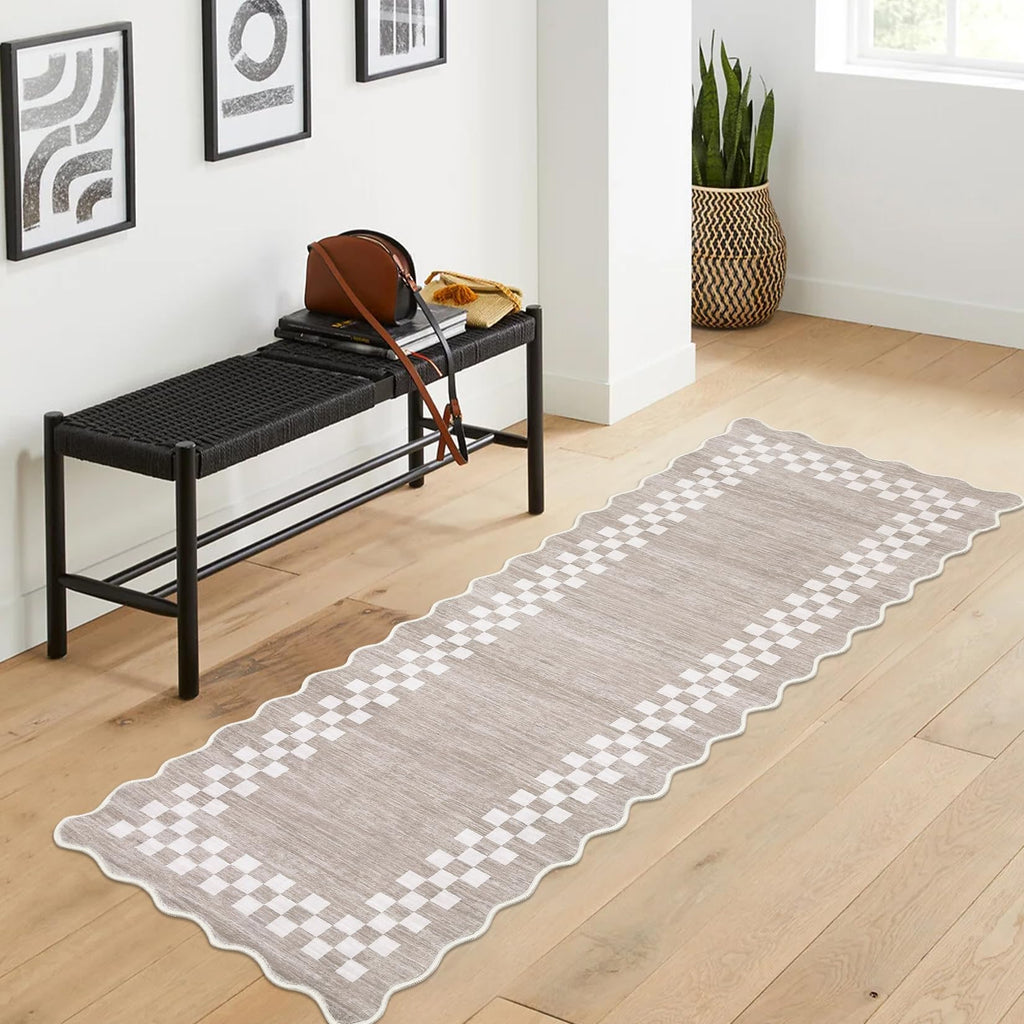 GarveeHome 5x7 Washable Area Rug Checkered Rug for Bedroom Living Room