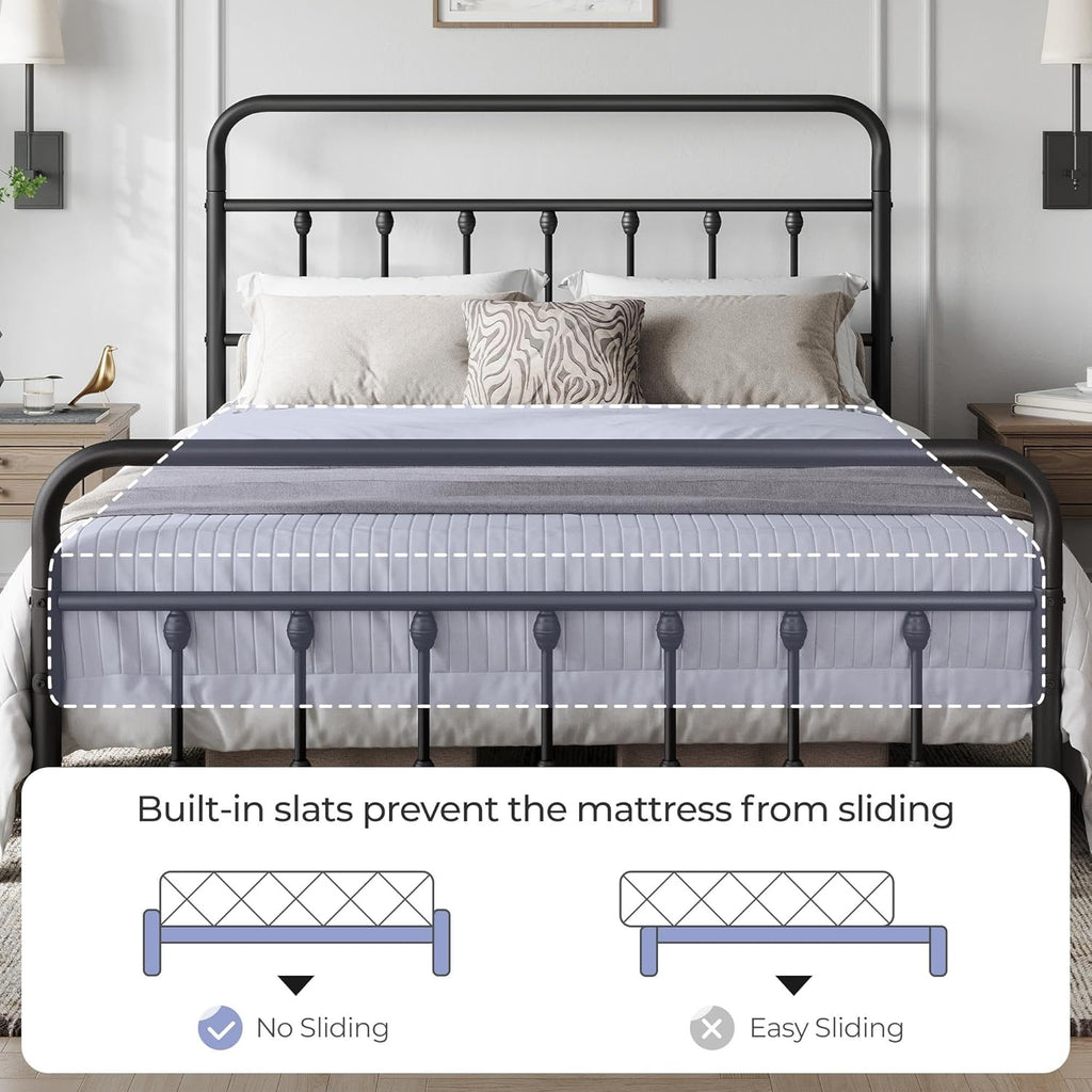 Yaheetech Queen Metal Platform Bed Frame, Victorian Headboard & Footboard