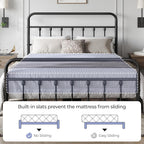 Yaheetech Queen Metal Platform Bed Frame, Victorian Headboard & Footboard