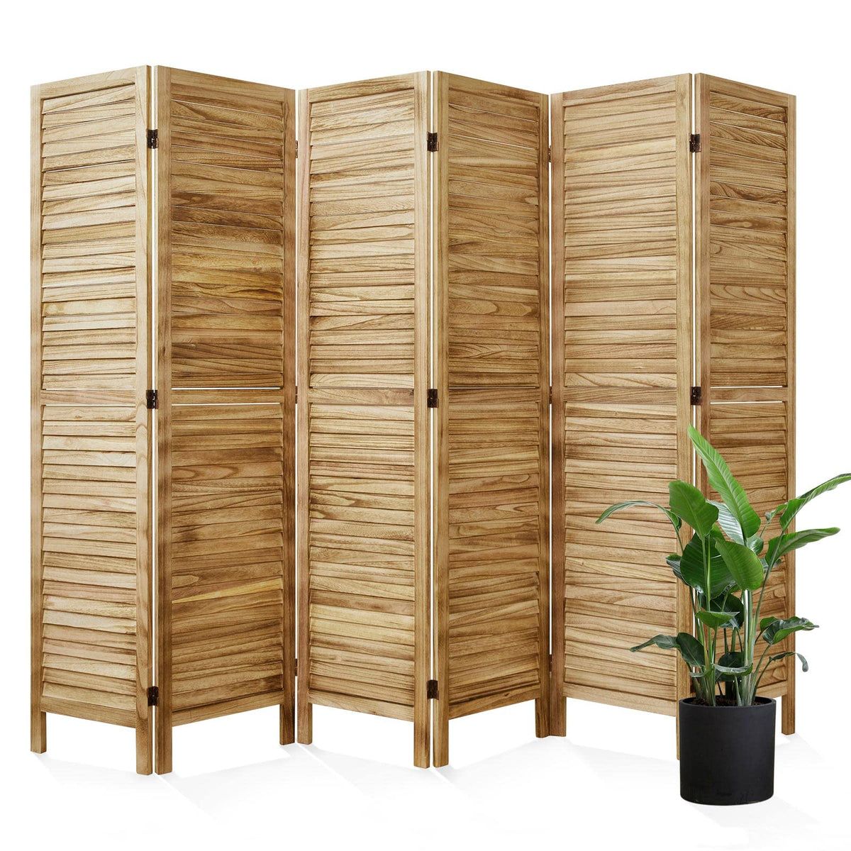 Room Dividers and Folding Privacy Screens, Wood Louvered Separators Divider Wall for Home Office Bedroom - 4 Panels, 67 * 60inch (White-Washed)