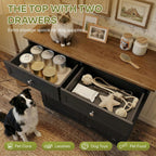 Furnaza Pet Feeding Station with 4 Bowls,Dual Doors Dog Cabinet Storage