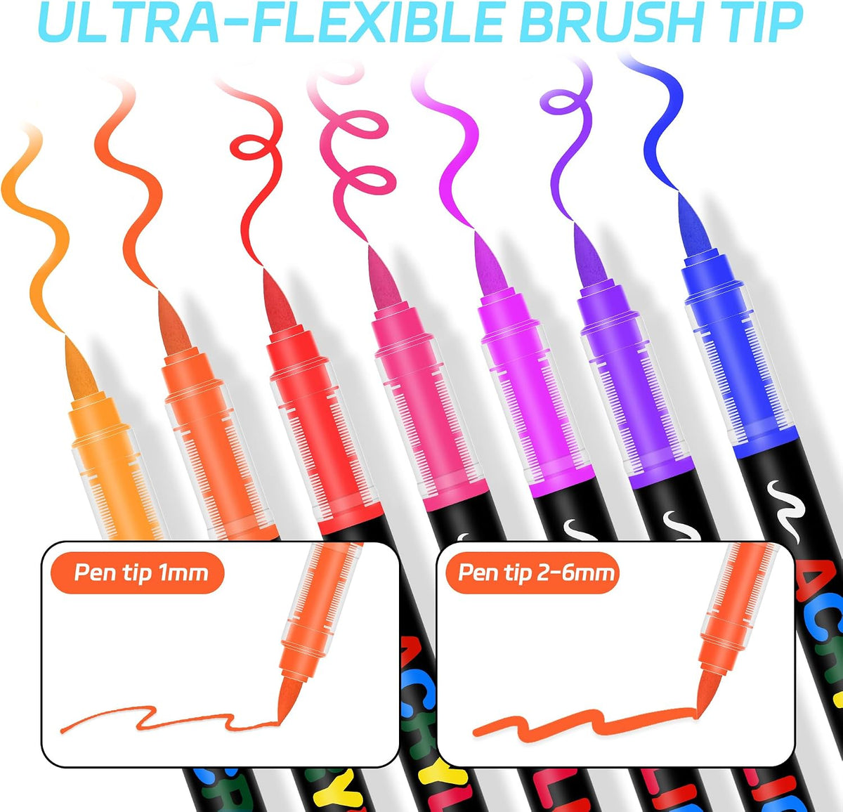 Acrylic Paint Markers Brush Tip 240 Colors, Automatic Ink Control, No-Bleed