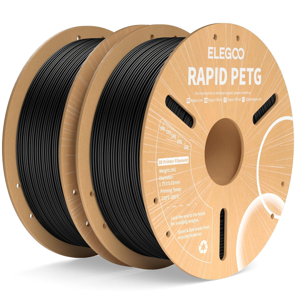 ELEGOO Rapid PETG 3D Printer Filament 1.75mm Black 10KG Bulk