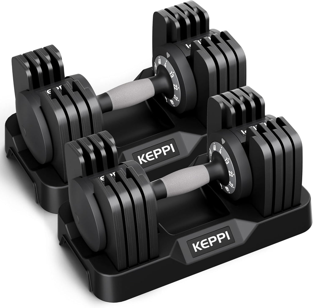 Keppi Adjustable Dumbbells Set of 2, Quick Adjust Weights for Home