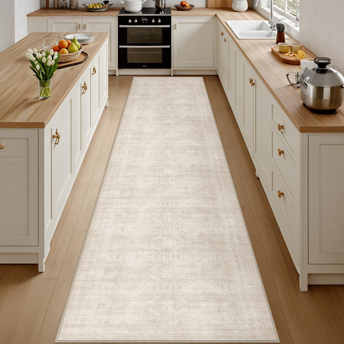 8x10 Area Rugs Living Room: Bedroom Washable Carpet Beige/Ivory