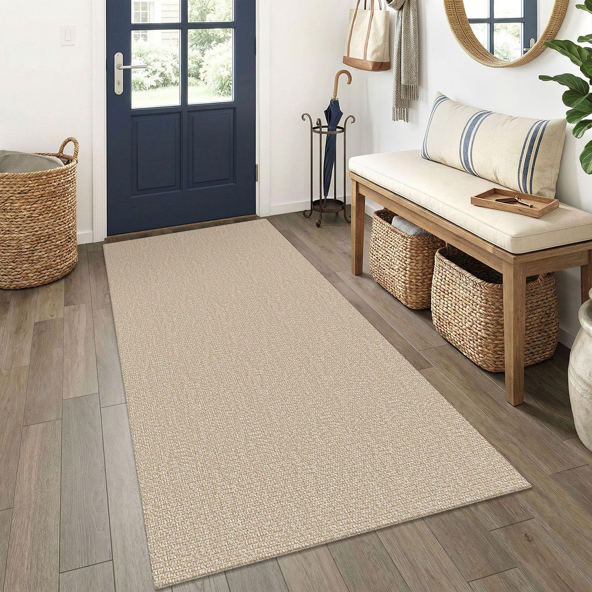 EARTHALL Washable Area Rug, Non Slip Living Room Rug, 5x7 Ft, Sand/Beige