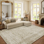 Washable Area Rugs for Living Room: 9x12 Bedroom Rug Boho Vintage Area Rug Stain Resistant Non Slip Low Pile Lightweight Soft Carpets for Dining Room Kitchen Nursery Kids Room Playroom Home Office