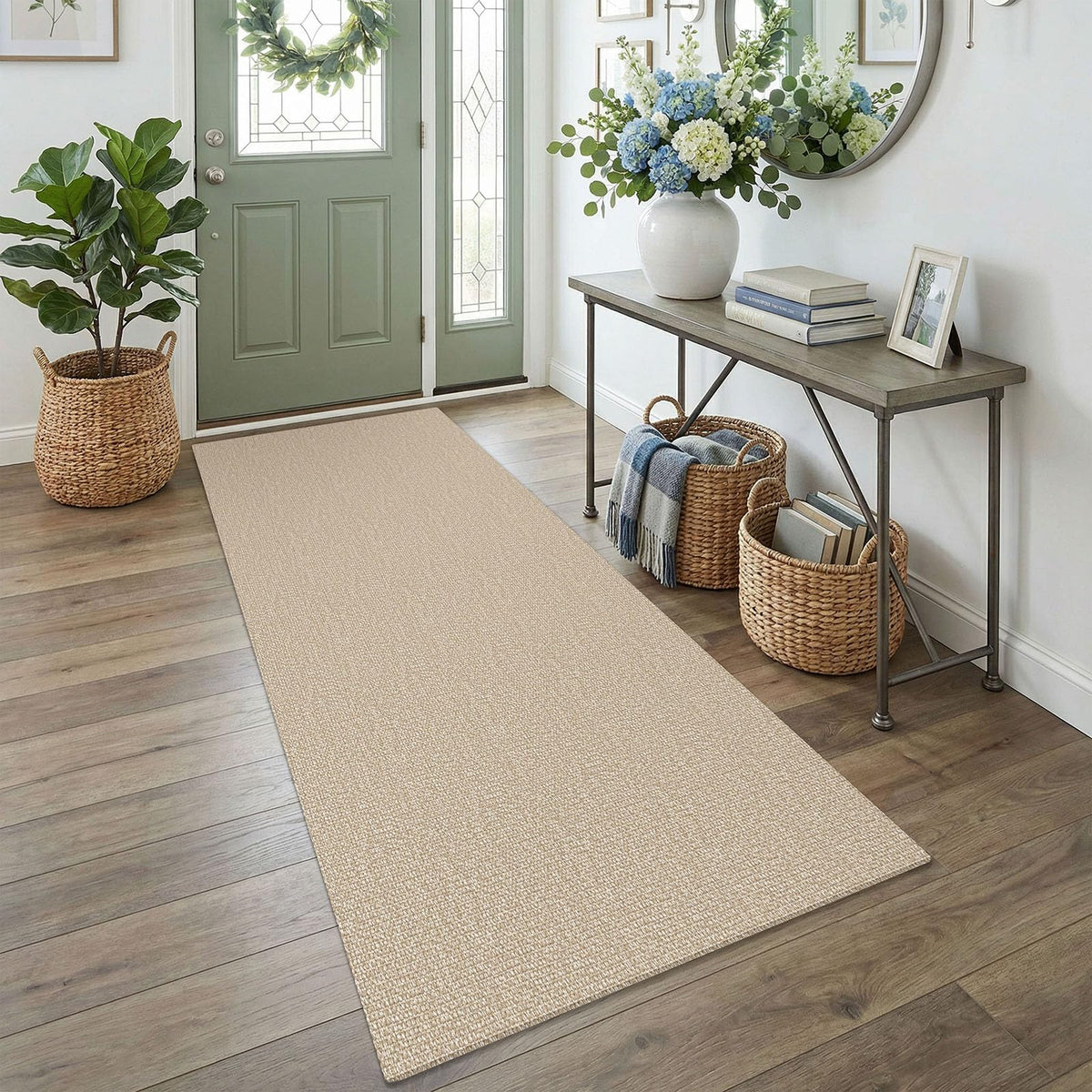 EARTHALL Washable Area Rug, Non Slip Living Room Rug, 5x7 Ft, Sand/Beige