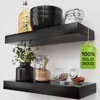 Solid Wood Floating Shelves for Wall 36 Inches Long, Walnut Wooden Shelf