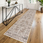 KUTA Vintage Extra Long Runners for Hallways 2.6x18ft Washable Blue White