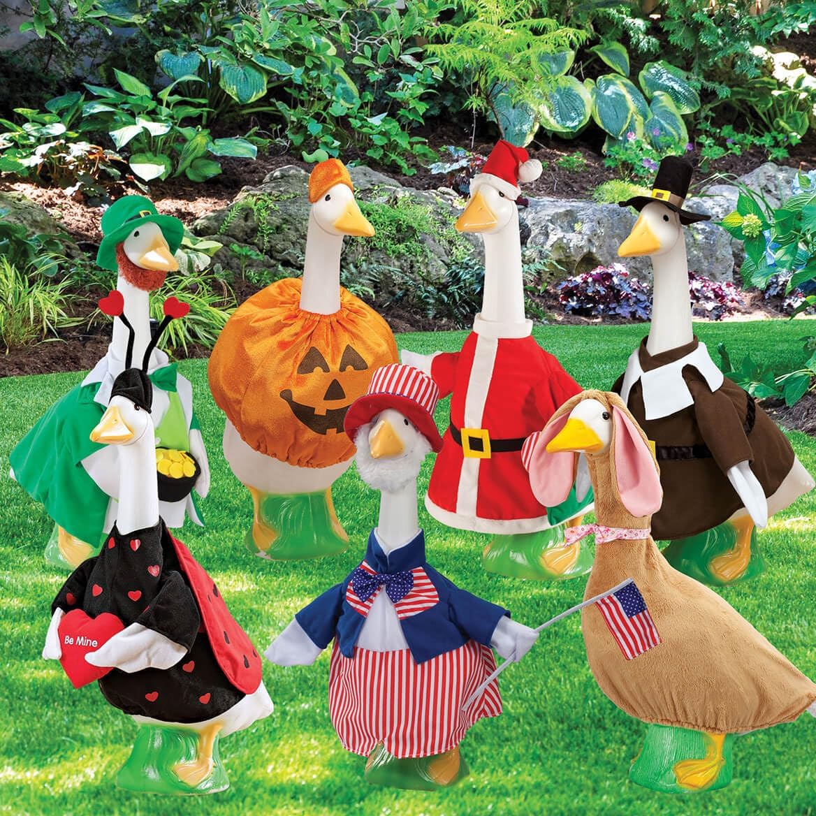 Fox Valley Traders Official Gaggleville All Seasons Goose Outfit Bundle - Includes 7 Seasonal | Outfits, Fits Large 23" H Statue