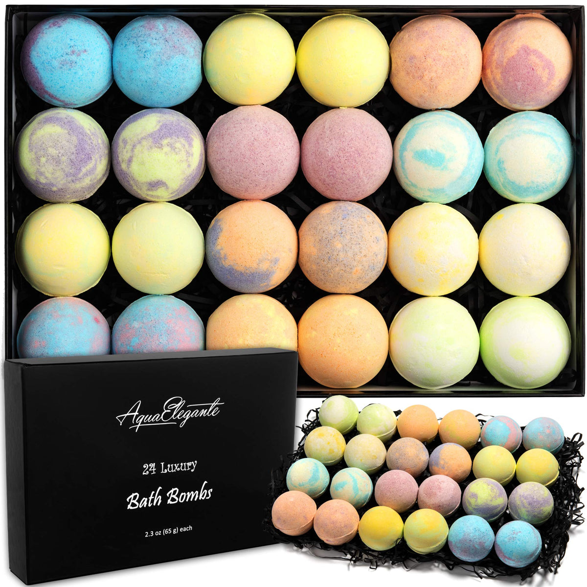 Aqua Elegante Luxury Bath Bombs for Women - Gift Set of 24 Fizzy Bathbombs