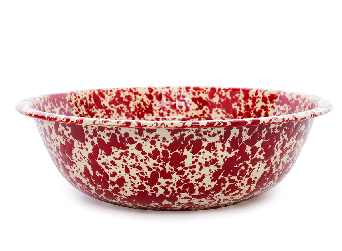 Enamelware Benson Basin, 32 quart, Red/White Splatter (Single)