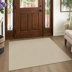 EARTHALL Woven Area Rugs 6x9 Ft Washable Living Room Rugs Non Slip Rubber Backed Dining Room Rug Braided Bedroom Rugs Indoor Floor Carpet for Living Room, Bedroom, Dining Room, Beige/Ivory