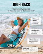KingCamp Low Beach Chairs 2 Pack, Folding Portable High Back Chair