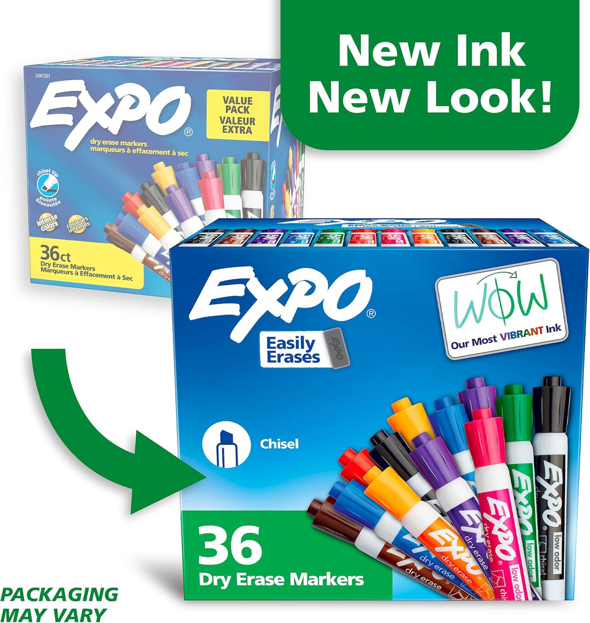 EXPO Dry Erase Markers, Low Odor Ink, Assorted Colors, Chisel Tip, 36 Count - Whiteboard, Calendar, Organization, Essential Supplies for Office, School, Classroom, Teachers (Pack of 6)