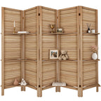 TEAKMAMA Room Divider, Room Divider with Shelves, 4 Panel,Distressed White