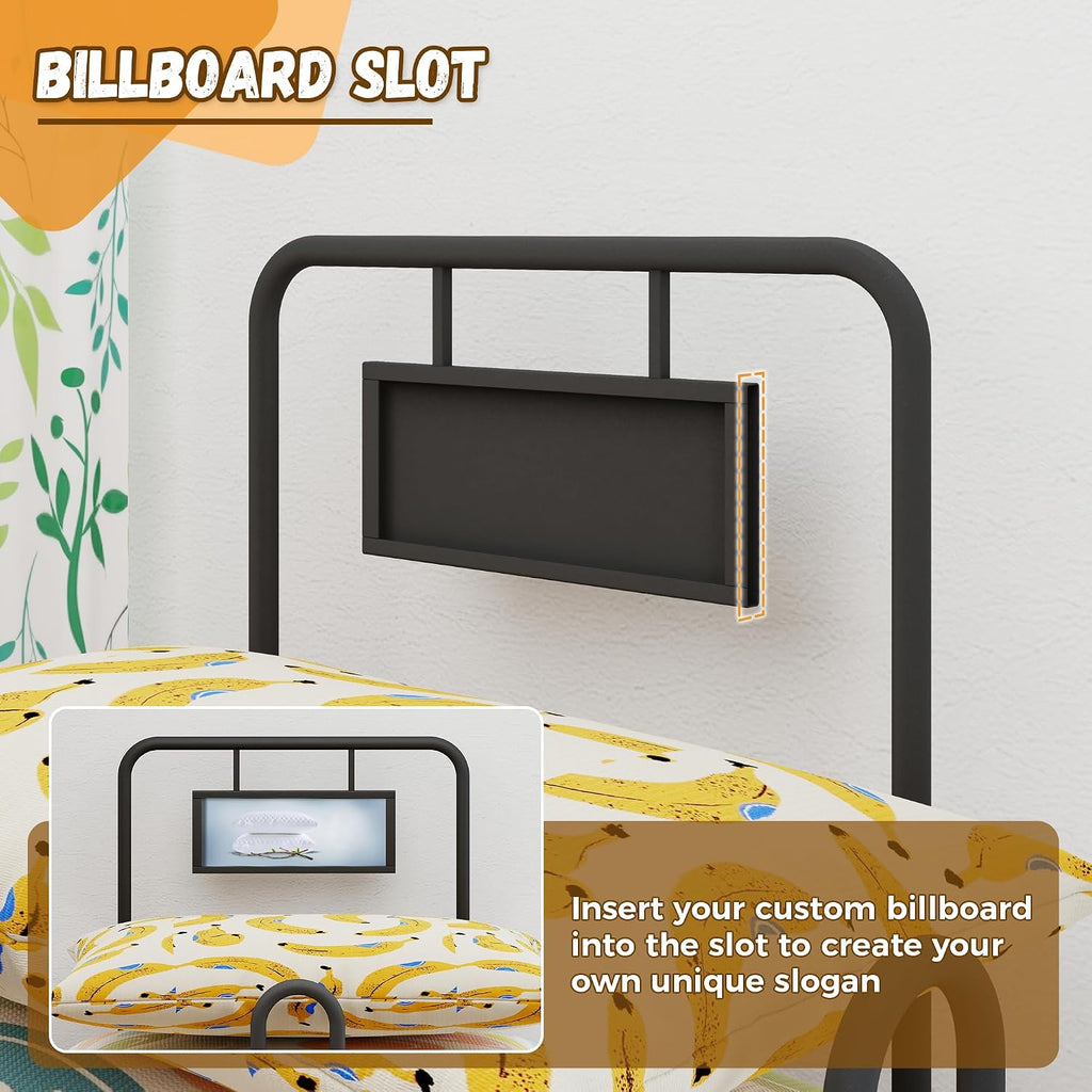 Rolling Pillow Storage Rack, Cushion and Pillow Holder with Sign Holder