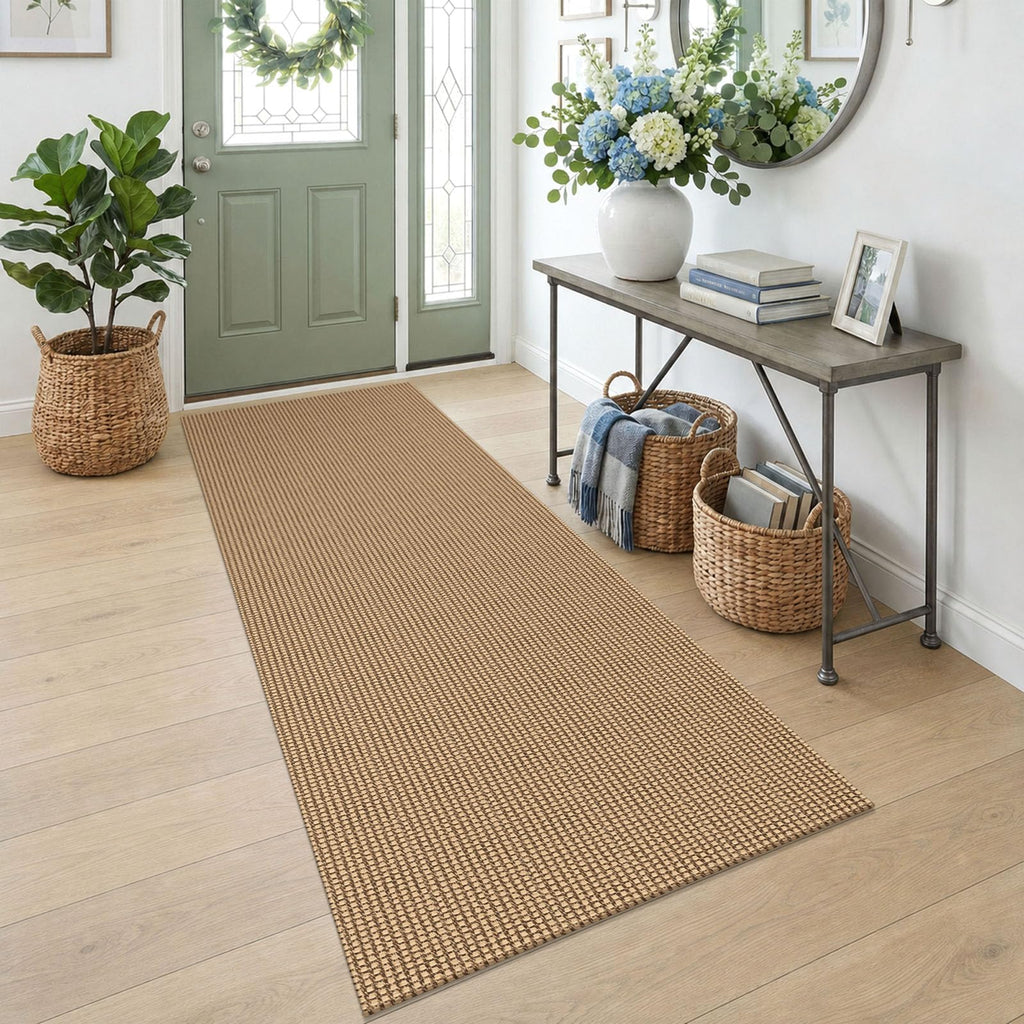 EARTHALL Woven Area Rugs 6x9 Ft Washable Living Room Rugs Non Slip Rubber Backed Dining Room Rug Braided Bedroom Rugs Indoor Floor Carpet for Living Room, Bedroom, Dining Room, Beige/Ivory