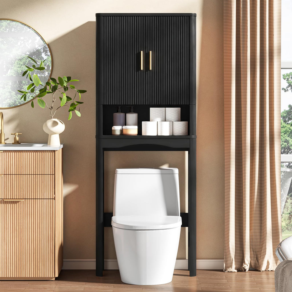 Vabches Metal Frame Over The Toilet Storage Cabinet, Black