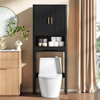 Vabches Metal Frame Over The Toilet Storage Cabinet, Black