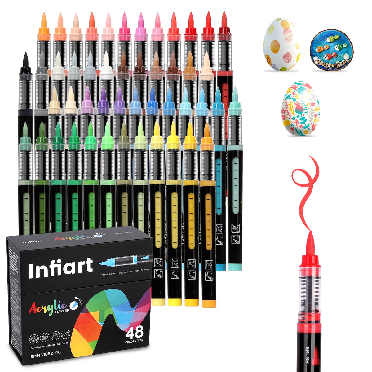 288 Colors Acrylic Paint Markers Brush Tip, Automatic Ink Control Acrylic Paint Pens Waterproof Acrylic Markers Set for Holiday Decorations, Stone, Wood, Glass, DIY & Art Supplies