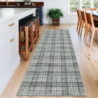 Modern Washable 8x10 Area Rug - Soft, Non-Slip, Stain Resistant, Farmhouse Tartan Plaid for Living Room, Bedroom, Nursery, Office - Beige