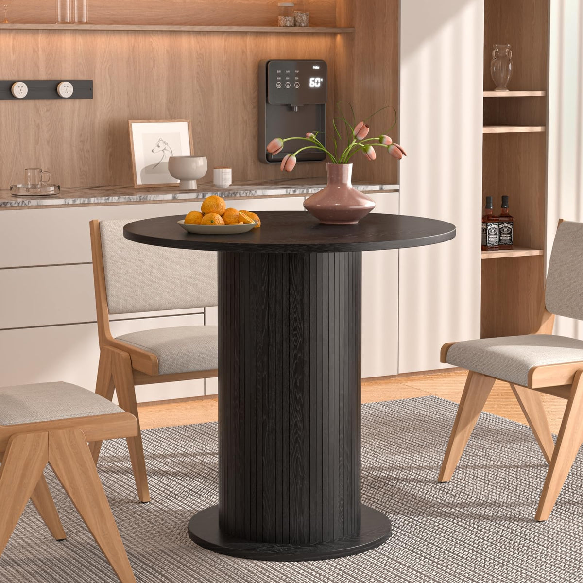 31.5 inch Round Dining Table for 2, Modern Farmhouse Kitchen Table