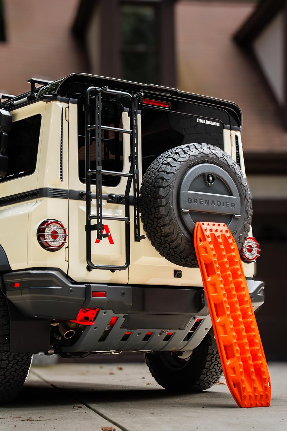 Ladder-Mounted Recovery Board Carrier for INEOS Grenadier (2022+) - Fits MaxTrax MKII and Lite, Tool-Free Quick-Release Pins, Anodized Aluminum