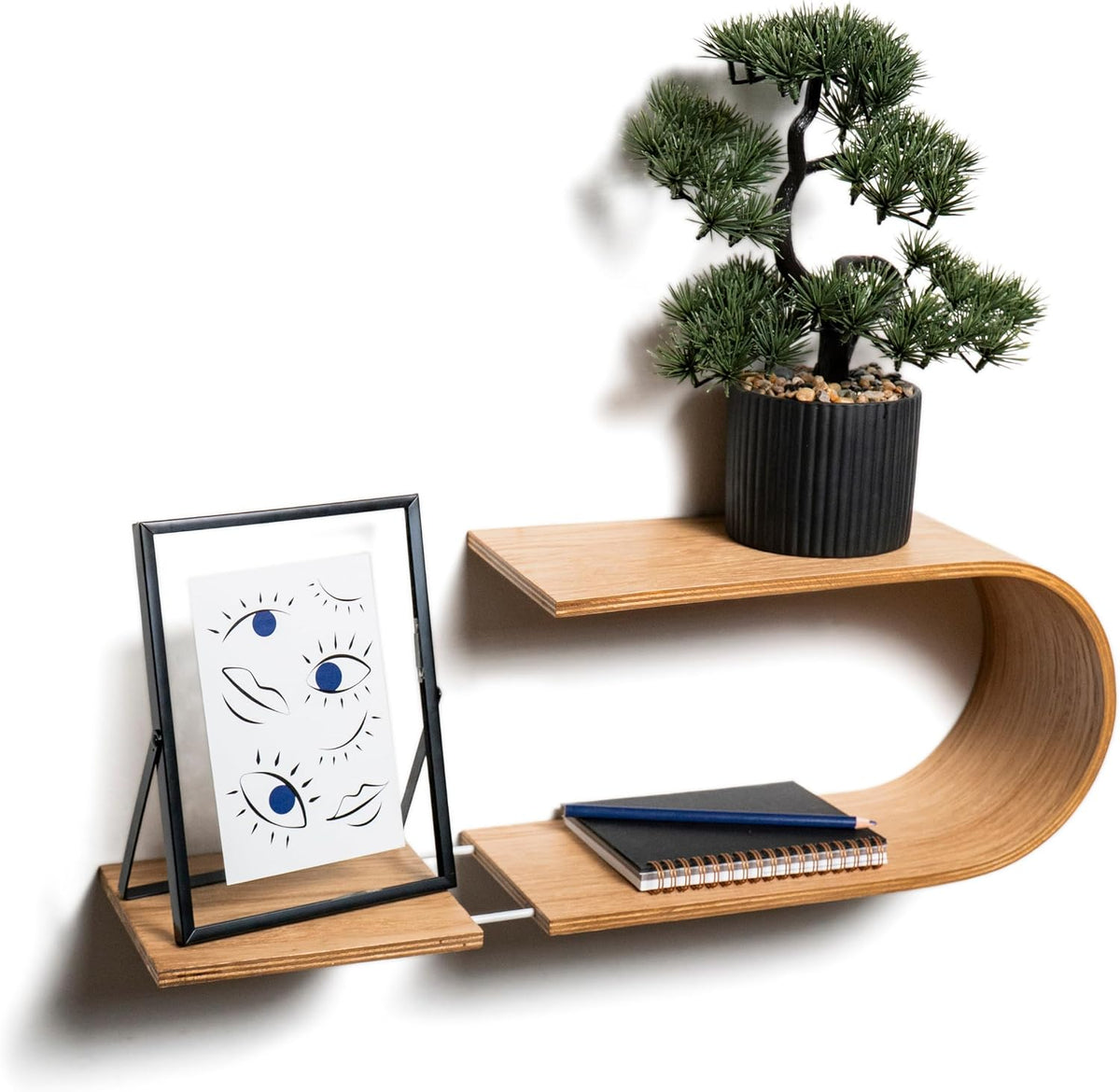 EWART WOODS Floating Wall Mounted Oval Shelf from Wood, Decorative Geometric Wooden Shelves for Candles, Unique Oak Hanging Display Decor (Wenge)