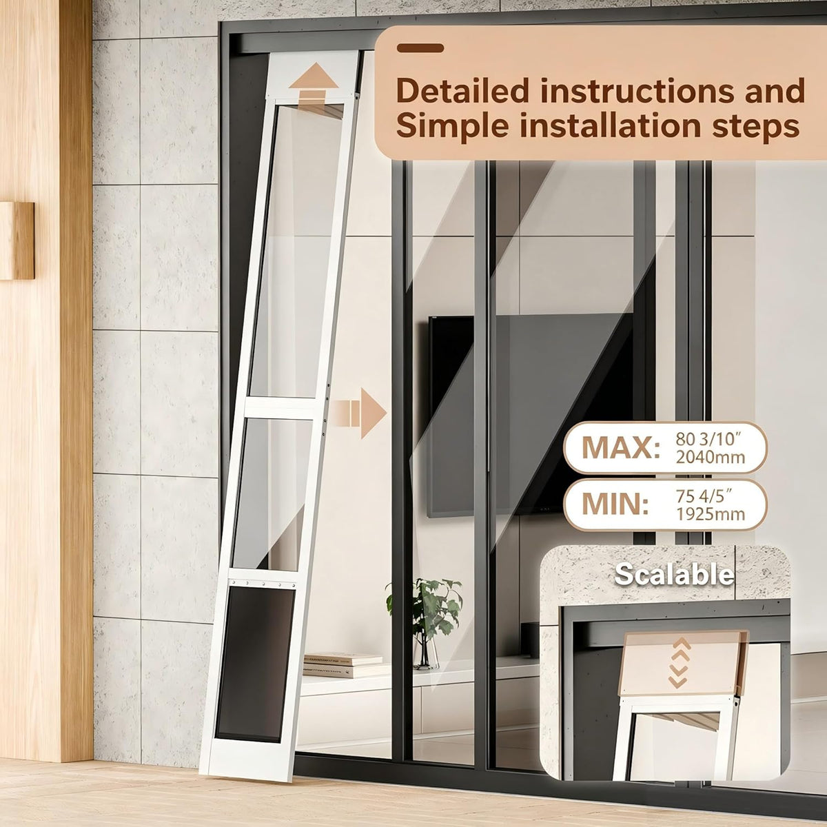 Large Dog Door for Sliding Glass Door, Aluminum Frame Doggie Door