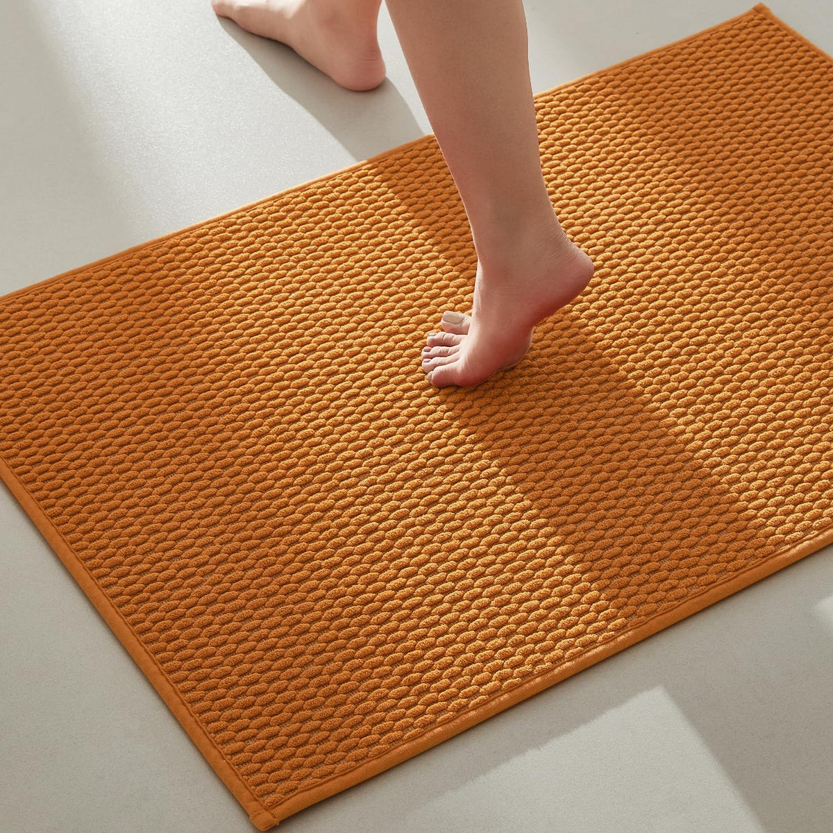 TYUU Bathroom Runner Rugs, Long Bath Mat Runner Washable Thin Quick Dry Low Pile Bathroom Runner Rugs Non Slip, Beige 24"x70"